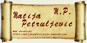 Matija Petruljević vizit kartica